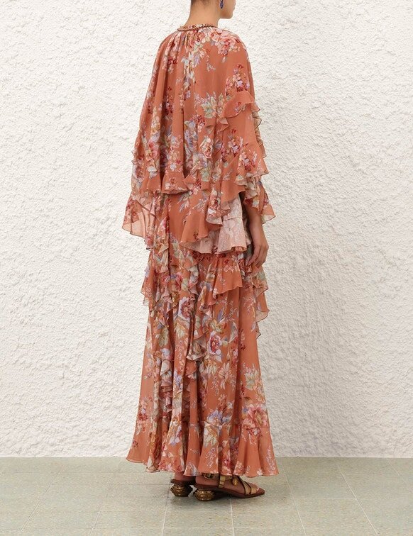 Blouse à volants Awaken motif floral cannelle en ligne Blouse à volants Awaken motif floral cannelle en ligne