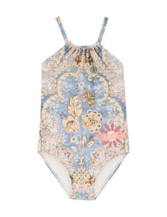 Maillot une pièce froncé Daylight Kids en Denim à fleurs bandana en ligne