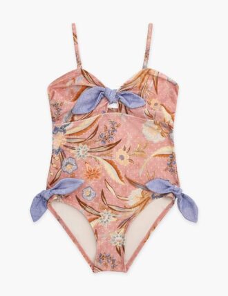 Maillot une pièce Indra Kids à nouer sur le devant, motif floral rose, en ligne