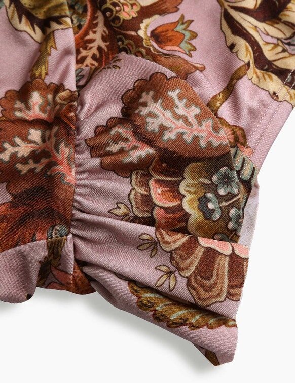 Maillot une pièce à volants Aster pour enfants, motif Jacobean mauve, en ligne Maillot une pièce à volants Aster pour enfants, motif Jacobean mauve, en ligne