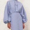 Mini-robe à rayures et cordon de serrage, motif Hydrangea Stripe, en ligne Mini-robe à rayures et cordon de serrage, motif Hydrangea Stripe, en ligne