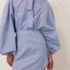Mini-robe à rayures et cordon de serrage, motif Hydrangea Stripe, en ligne Mini-robe à rayures et cordon de serrage, motif Hydrangea Stripe, en ligne