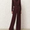 Pantalon ajusté en laine Luna, couleur acajou, en ligne Pantalon ajusté en laine Luna, couleur acajou, en ligne