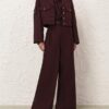 Pantalon ajusté en laine Luna, couleur acajou, en ligne Pantalon ajusté en laine Luna, couleur acajou, en ligne