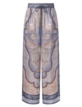 Pantalon ample Wanderlust bleu tapisserie multicolore en ligne