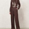 Pantalon droit à pois chocolat en ligne Pantalon droit à pois chocolat en ligne