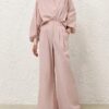 Pantalon à jambes larges à rayures roses en ligne Pantalon à jambes larges à rayures roses en ligne