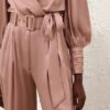 Pantalon plissé en soie Dusty Rose en ligne Pantalon plissé en soie Dusty Rose en ligne