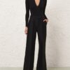 Pantalon évasé en laine et soie Luna, noir, en ligne Pantalon évasé en laine et soie Luna, noir, en ligne