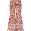 Pantalon évasé froncé Luna à motif floral multicolore en ligne Pantalon évasé froncé Luna à motif floral multicolore en ligne