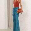 Pantalon évasé Luna Drill bleu sarcelle en ligne Pantalon évasé Luna Drill bleu sarcelle en ligne