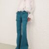Pantalon évasé Luna Drill bleu sarcelle en ligne Pantalon évasé Luna Drill bleu sarcelle en ligne
