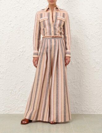 Pantalon Wanderlust Stripe à rayures multicolores beige en ligne