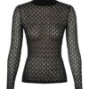 Pull à col roulé en maille dentelle noir en ligne Pull à col roulé en maille dentelle noir en ligne