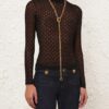 Pull à col roulé en maille dentelle noir en ligne Pull à col roulé en maille dentelle noir en ligne