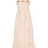 Robe midi à bretelles Patience, couleur crème/rose jaune, en ligne Robe midi à bretelles Patience, couleur crème/rose jaune, en ligne