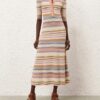 Robe midi polo Luna Mouline à rayures multicolores en ligne