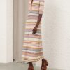 Robe midi polo Luna Mouline à rayures multicolores en ligne