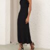 Robe midi à volants Luna noire en ligne Robe midi à volants Luna noire en ligne