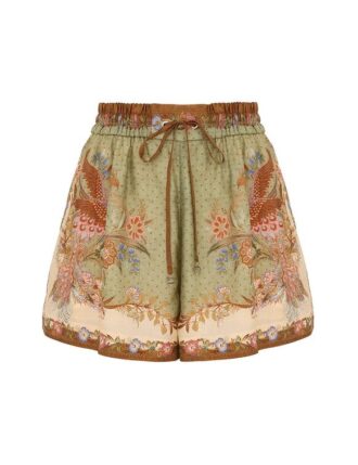 Shorts décontractés Indra à motif floral « Khaki Scarf » en ligne