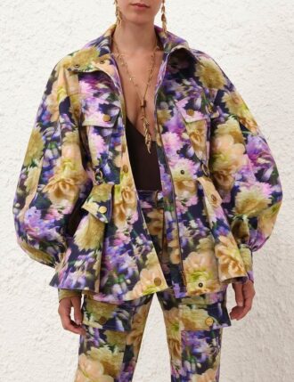 Veste en drill imprimée Luna Violet Dahlia en ligne